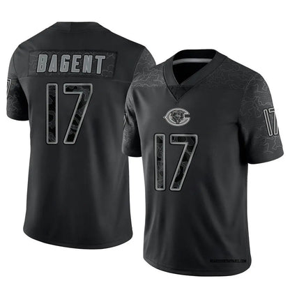 C.Bears #17 Tyson Bagent Player Black REFLECTIVE Limited Football Jerseys