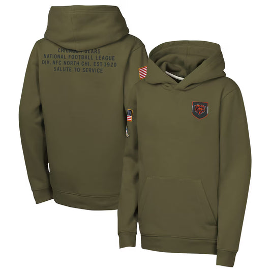 C.Bears Player Olive Salute to Service Club Fleece Hoodie Football Jerseys