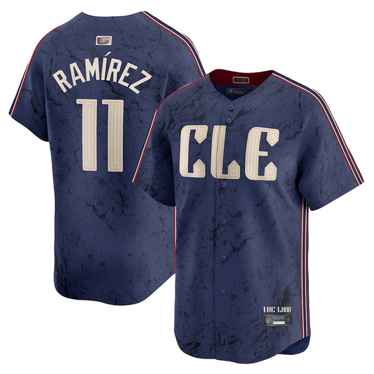 C.Guardians #11 Jose Ramirez Player Navy City Connect Limited Baseball Jerseys