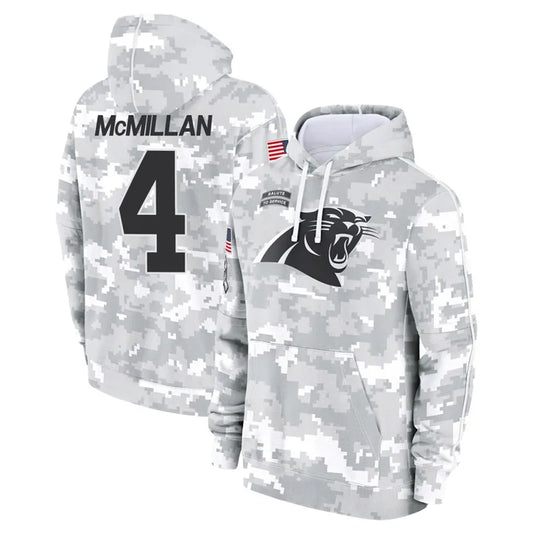 C.Panthers #4 Tetairoa McMillan Player Arctic Camo Salute to Service Limited Hoodies Football Jerseys