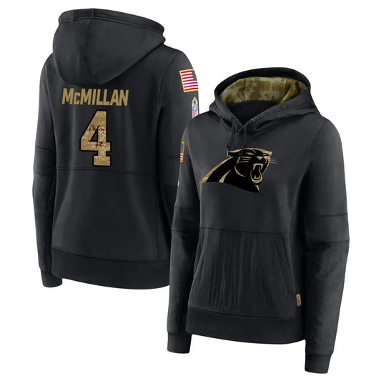 C.Panthers #4 Tetairoa McMillan Player Black Salute to Service Hoodies Football Jerseys