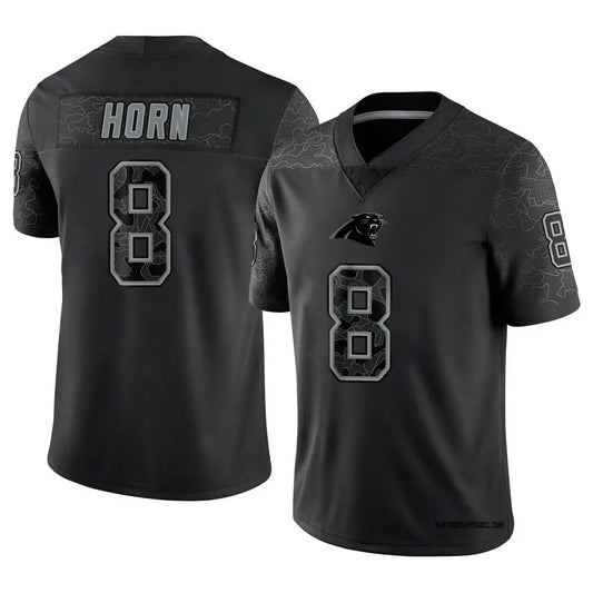 C.Panthers #8 Jaycee Horn Player Black RFLCTV Limited Football Jerseys
