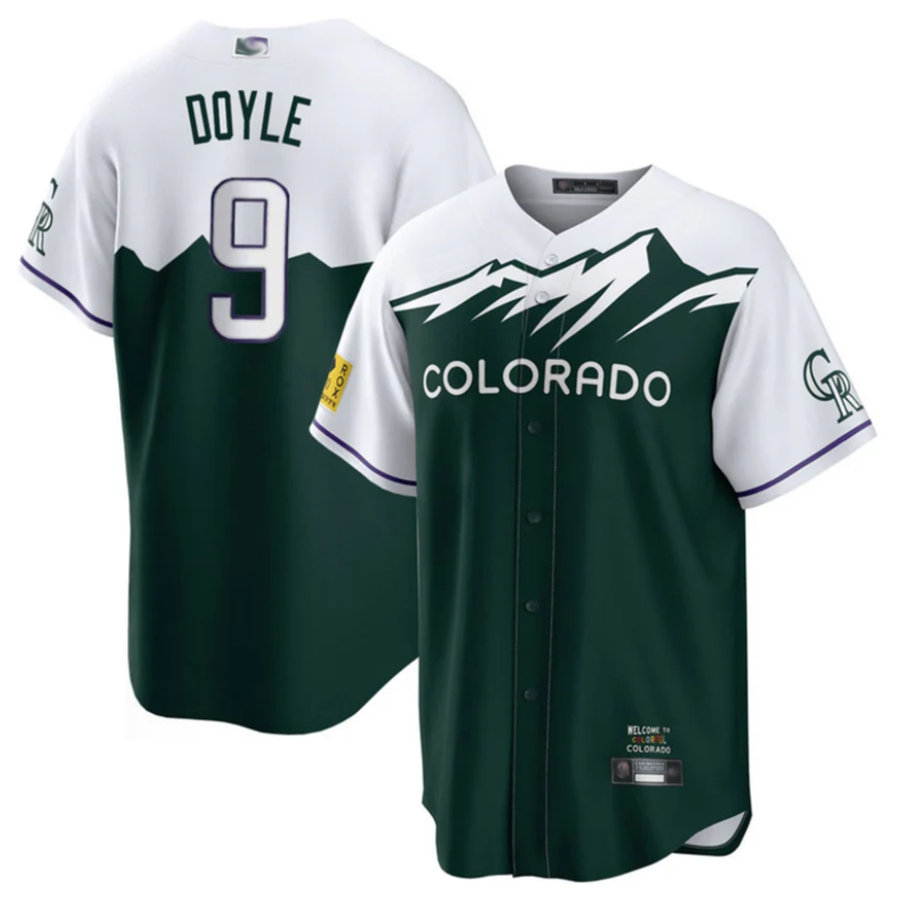 C.Rockies #9 Brenton Doyle Player White-Green Home Replica Baseball Jerseys