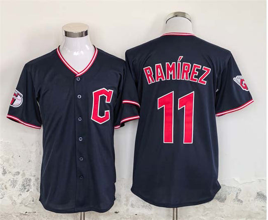 C.Guardians #11 Jose Ramirez Player Navy Game Stitched Baseball Jerseys