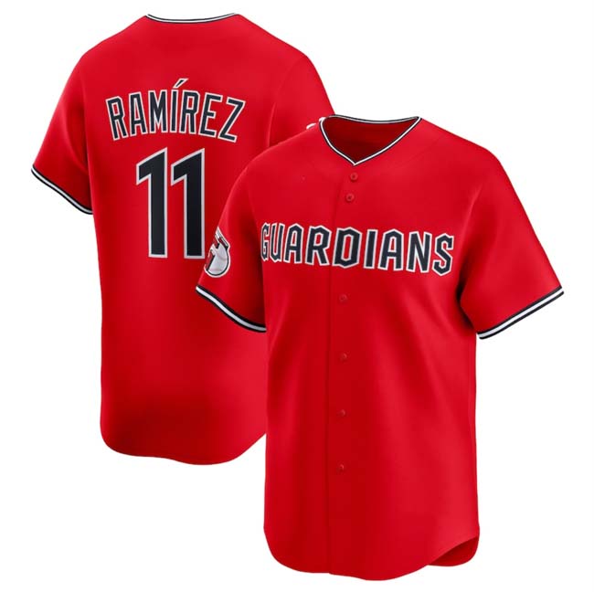 C.Guardians #11 Jose Ramirez Player Red Home Limited Stitched Baseball Jerseys