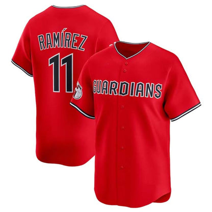 C.Guardians #11 Jose Ramirez Player Red Home Limited Stitched Baseball Jerseys