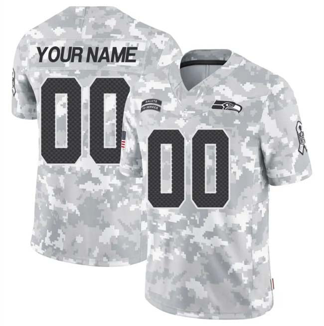 Custom S.Seahawks F.U.S.E Arctic Camo Salute To Service Limited Stitched Football Jersey