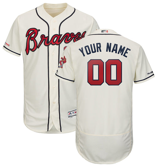 Custom A.Braves Majestic Collection Cream Baseball Jerseys