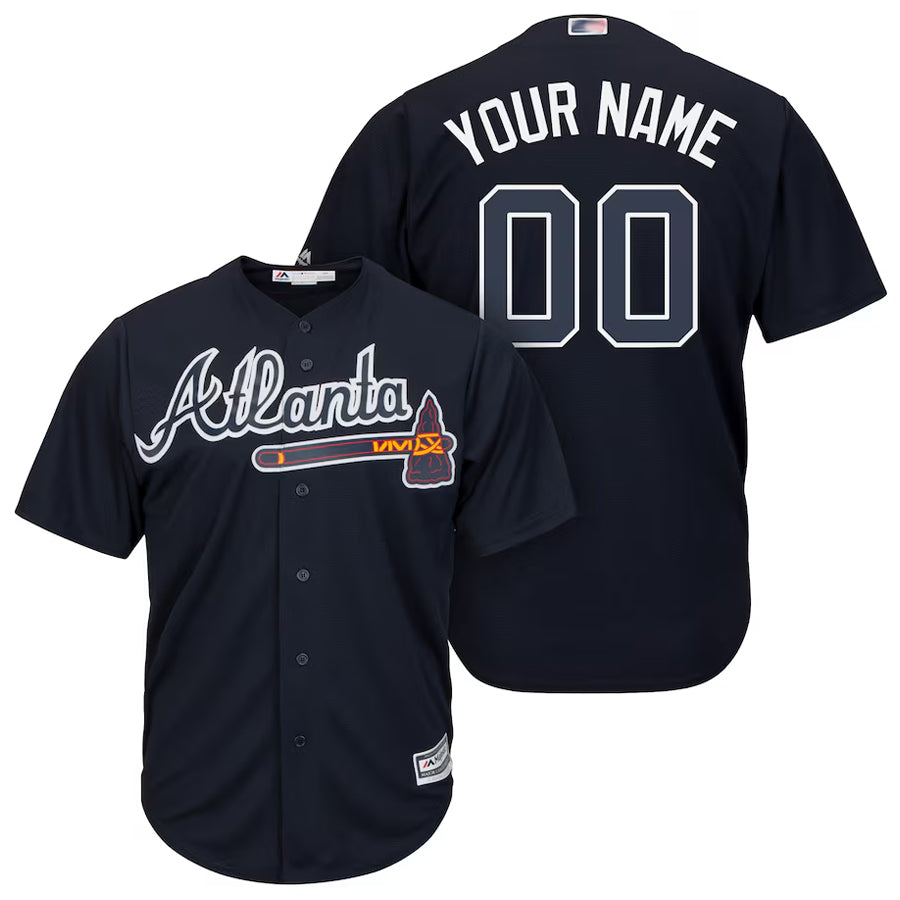 Custom A.Braves Majestic Navy Alternate Game Baseball Jerseys