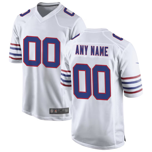 Custom B.Bills White Home Game Football Jerseys
