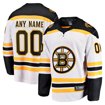 Custom B.Bruins Fanatics Home Breakaway White Hockey Jerseys
