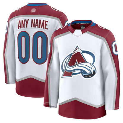 Custom C.Avalanche Fanatics White Premium Hockey Jerseys