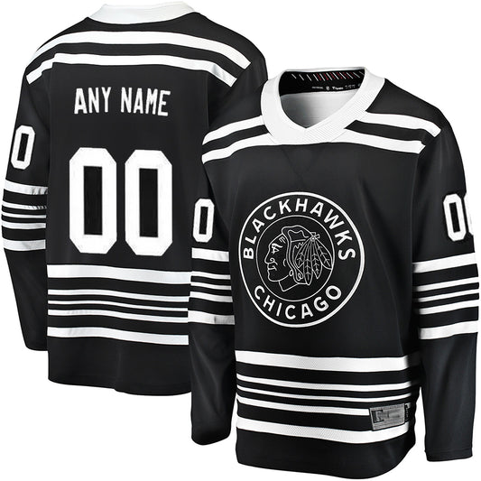Custom C.Blackhawks Fanatics Black Alternate Breakaway Hockey Jerseys