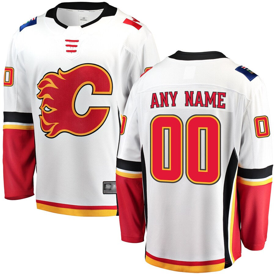 Custom C.Flames Fanatics Breakaway White Hockey Jerseys