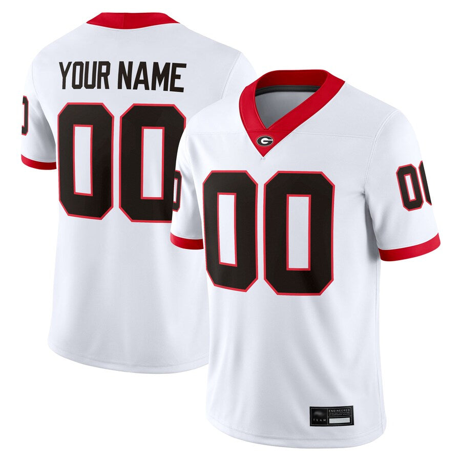 Custom Georgia Bulldogs White Home Game Football Jerseys