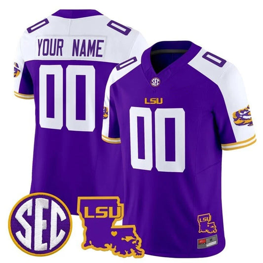 Custom L.Tigers Purple-White Vapor Limited Stitched College Jerseys