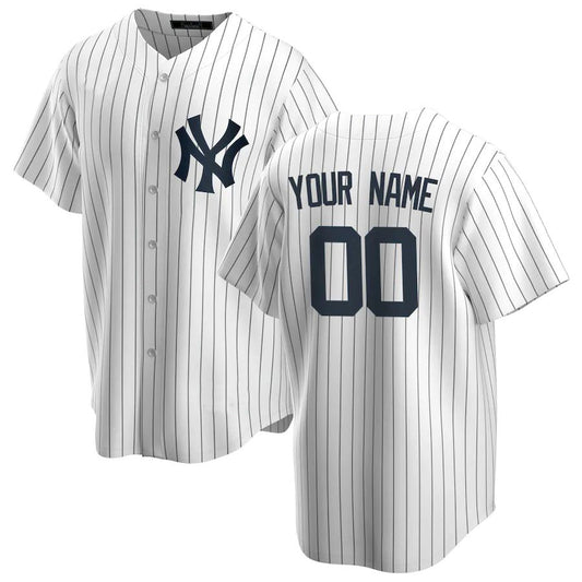 Custom NY.Yankees White Home Replica Baseball Jerseys