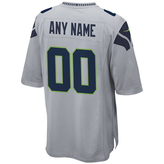 Custom S.Seahawks Gray Alternate Game Football Jerseys