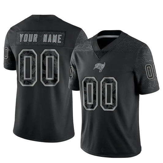 Custom TB.Buccaneers Black RFLCTV Limited Football Jerseys