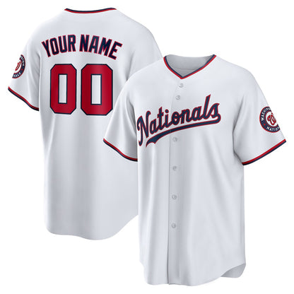 Custom W.Nationals White Replica Team Baseball Jerseys