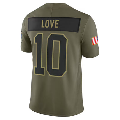 GB.Packers #10 Jordan Love Player Olive Salute to Service Limited Football Jerseys