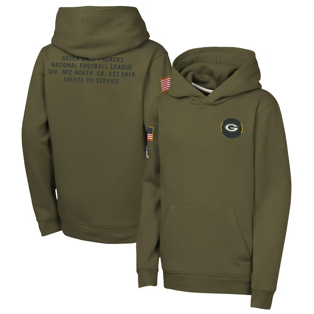 GB.Packers Player Olive Salute to Service Club Fleece Hoodie Football Jerseys