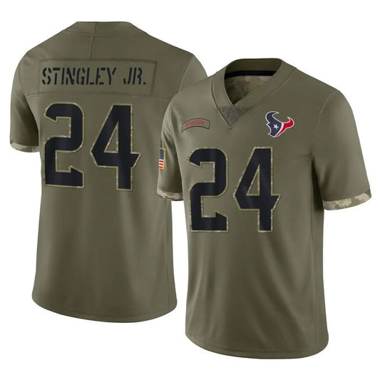 H.Texans #24 Derek Stingley Jr. Player Olive Salute To Service Limited Football Jerseys
