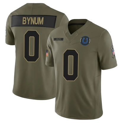 IN.Colts #0 Camryn Bynum Player Olive Salute To Service Limited Football Jerseys