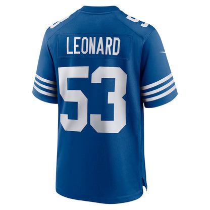 IN.Colts #53 Shaquille Leonard Player Royal Alternate Game Football Jerseys