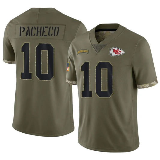 KC.Chiefs #10 Isiah Pacheco Player Olive Salute To Service Football Jerseys
