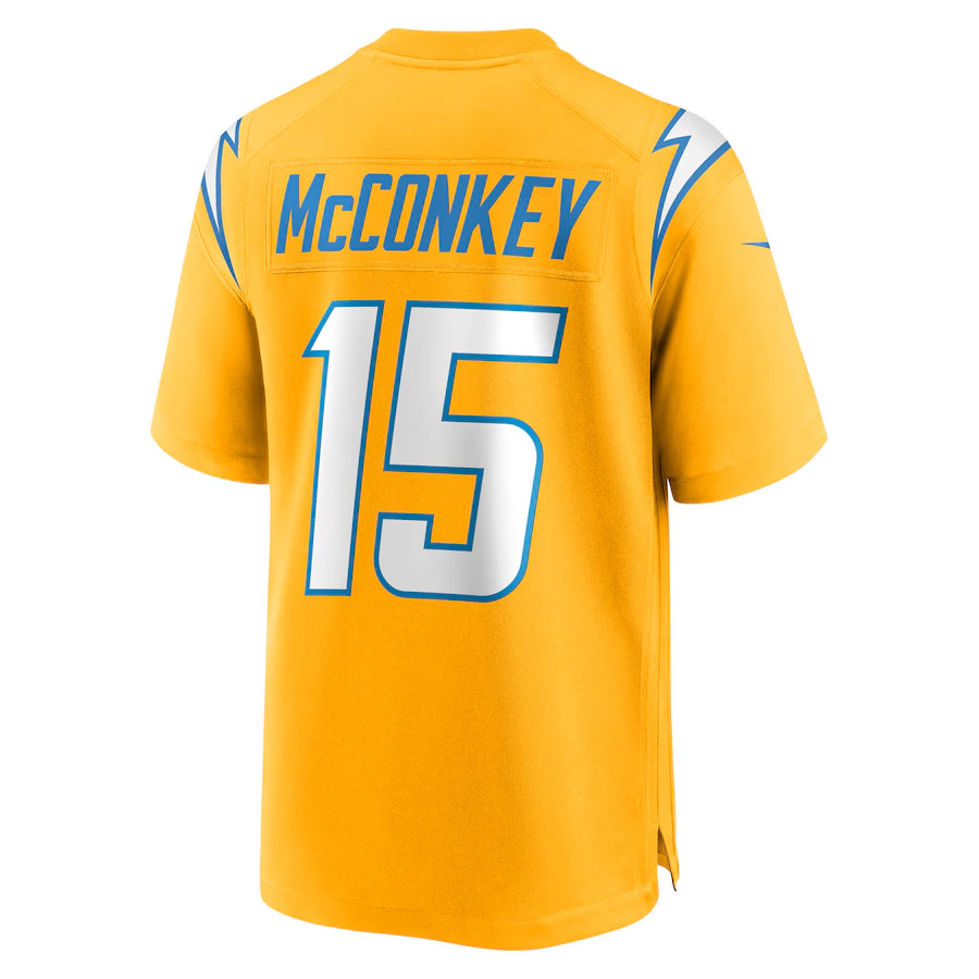LA.Chargers #15 Ladd McConkey Player Gold Game Footsball Jerseys