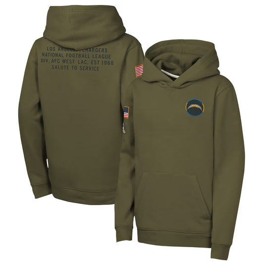 LA.Chargers Player Olive Salute to Service Club Fleece Hoodie Football Jerseys