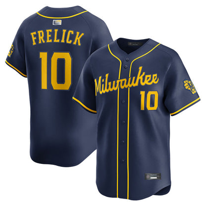 M.Brewers #10 Sal Frelick Player Navy Limited Baseball Jerseys