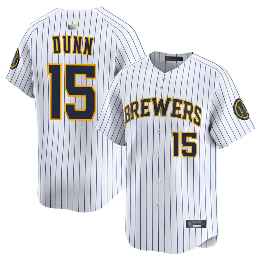 M.Brewers #15 Oliver Dunn Player White Limited Baseball Jerseys
