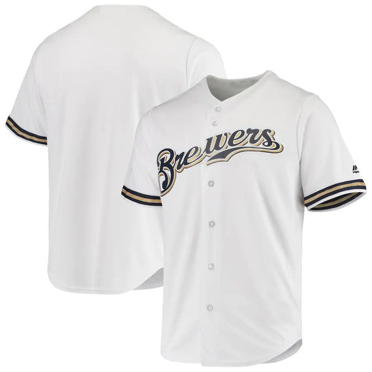 M.Brewers Blank Player White Team Home Replica Baseball Jerseys