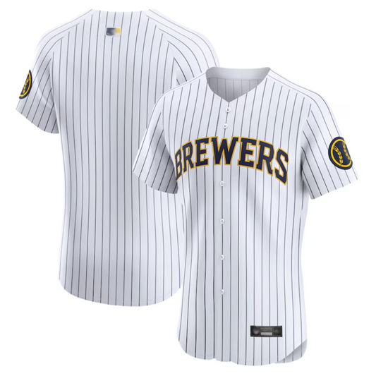 M.Brewers Blank Player White Vapor Premier Elite Baseball Jerseys