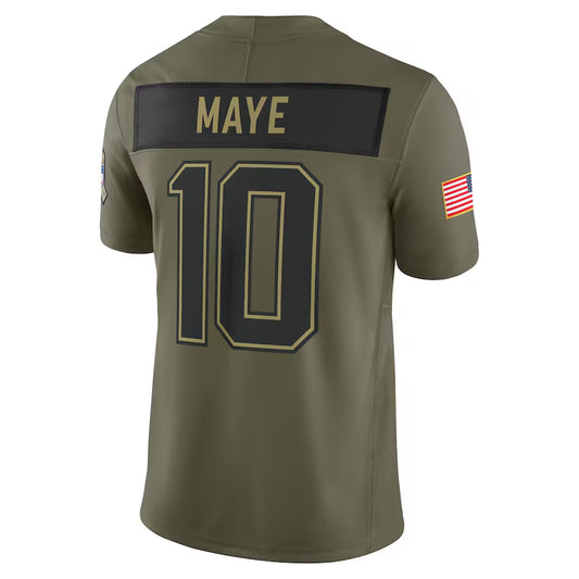 NE.Patriots #10 Drake Maye Player Olive Salute to Service Limited Football Jerseys
