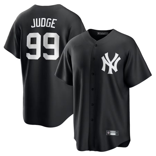 NY.Yankees #99 Aaron Judge Player Black Lights Out Replica Baseball Jerseys