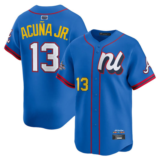 National League #13 Ronald Acuña Jr. Player Blue All-Star Edition Limited Baseball Jerseys