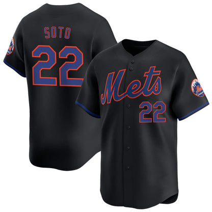 NY.Mets #22 Juan Soto Player Black Limited Replica Baseball Jerseys