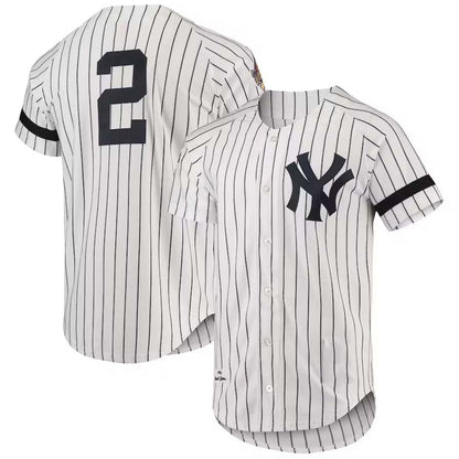 NY.Yankees #2 Mitchell & Ness Cooperstown Collection 1996 Player Jersey - White Stitches Baseball Jerseys