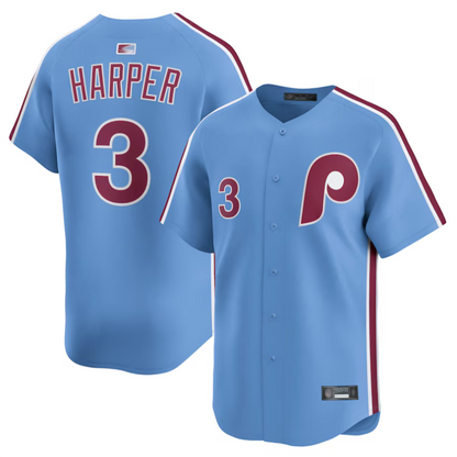 P.Phillies #3 Bryce Harper Player Light Blue Limited Baseball Jerseys