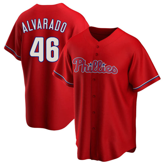 P.Phillies #46 Jose Alvarado Player Red Replica Baseball Jerseys