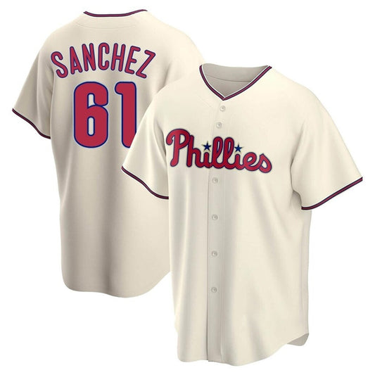 P.Phillies #61 Cristopher Sanchez Player Cream Replica Game Baseball Jerseys