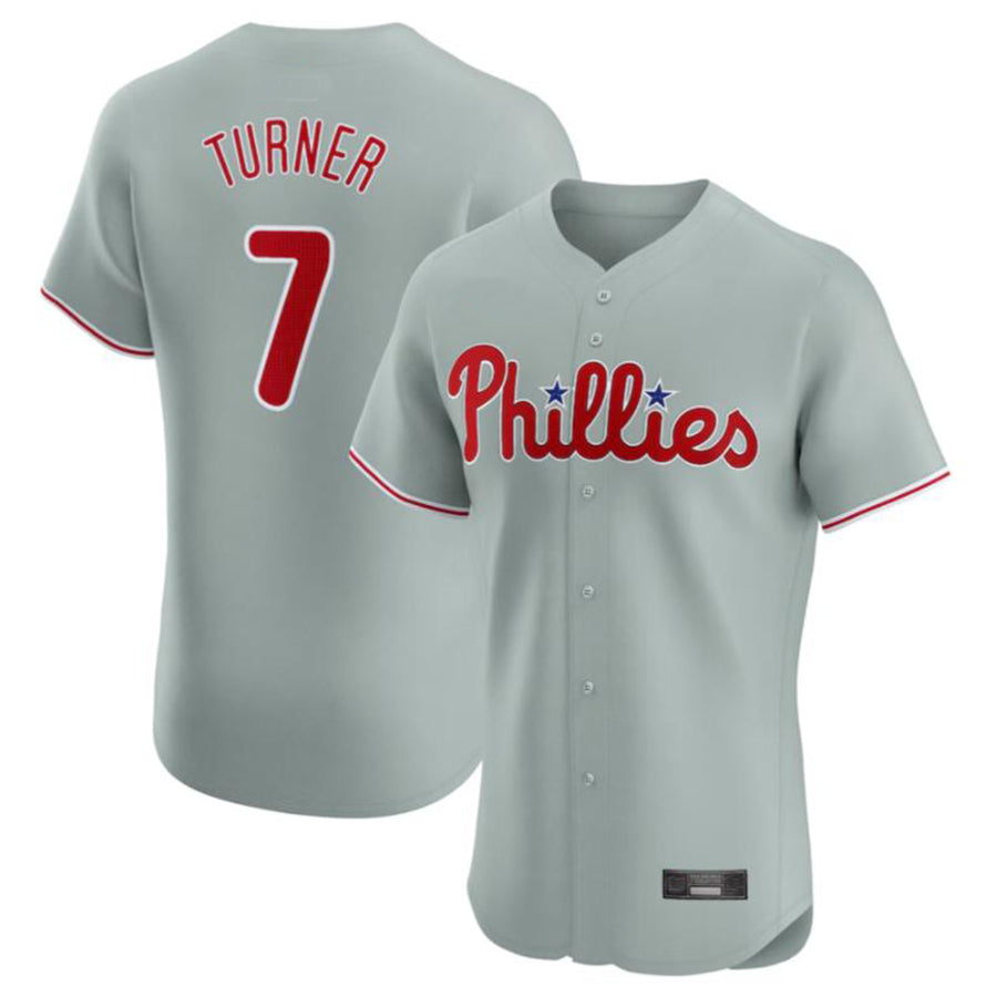 P.Phillies #7 Trea Turner Player Gray Road Elite Stitched Baseball Jerseys