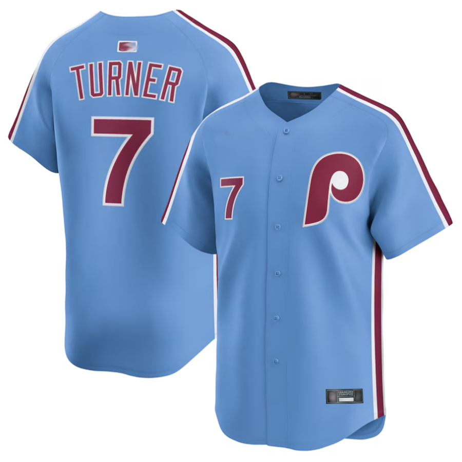 P.Phillies #7 Trea Turner Player Light Blue Limited Game Baseball Jerseys