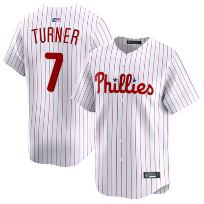 P.Phillies #7 Trea Turner Player White Home Limited Baseball Jerseys