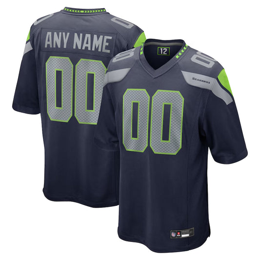 S.Seahawks Home Game Football Jerseys - Navy - Custom