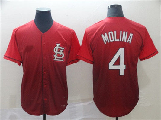St.Louis Cardinals #4 Yadier Molina Player Red Fade Stitched Baseball Jerseys