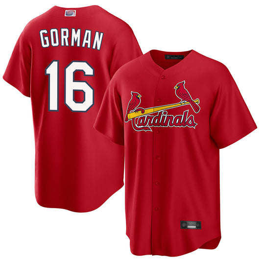 St.Louis Cardinals #16 Nolan Gorman Player Replica Red Baseball Jerseys